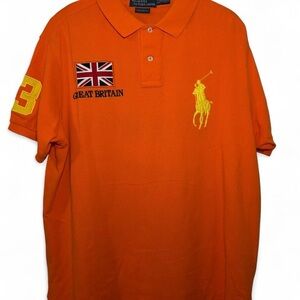 Ralph Lauren Orange Polo with Yellow Logo